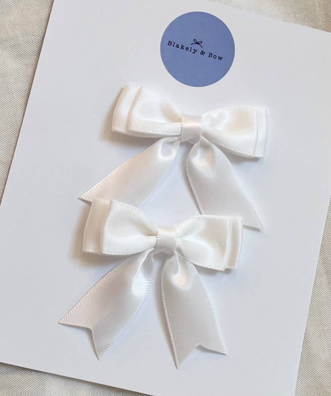 White - Satin pigtail bow sets