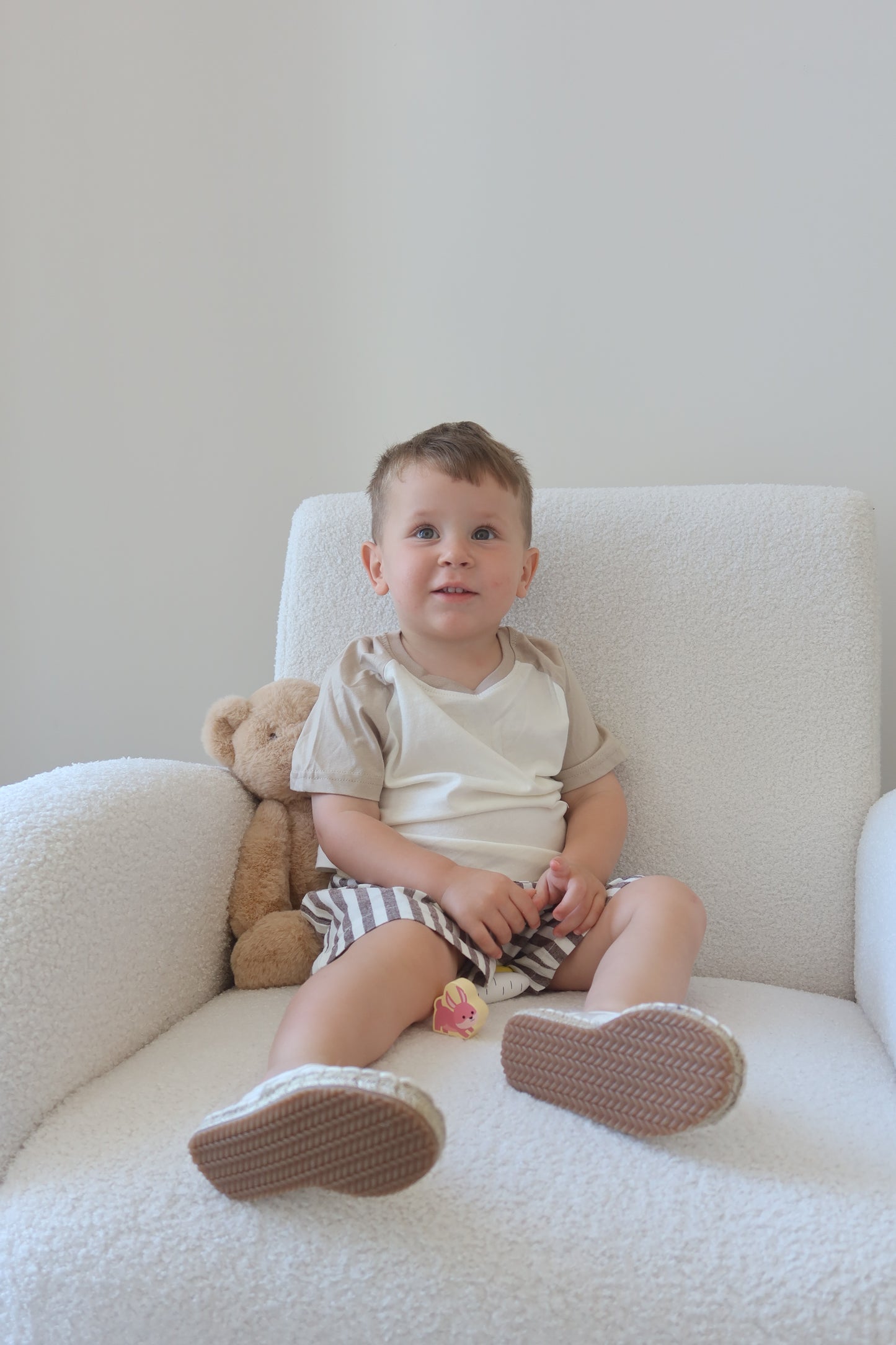 Brown Striped Cotton Shorts