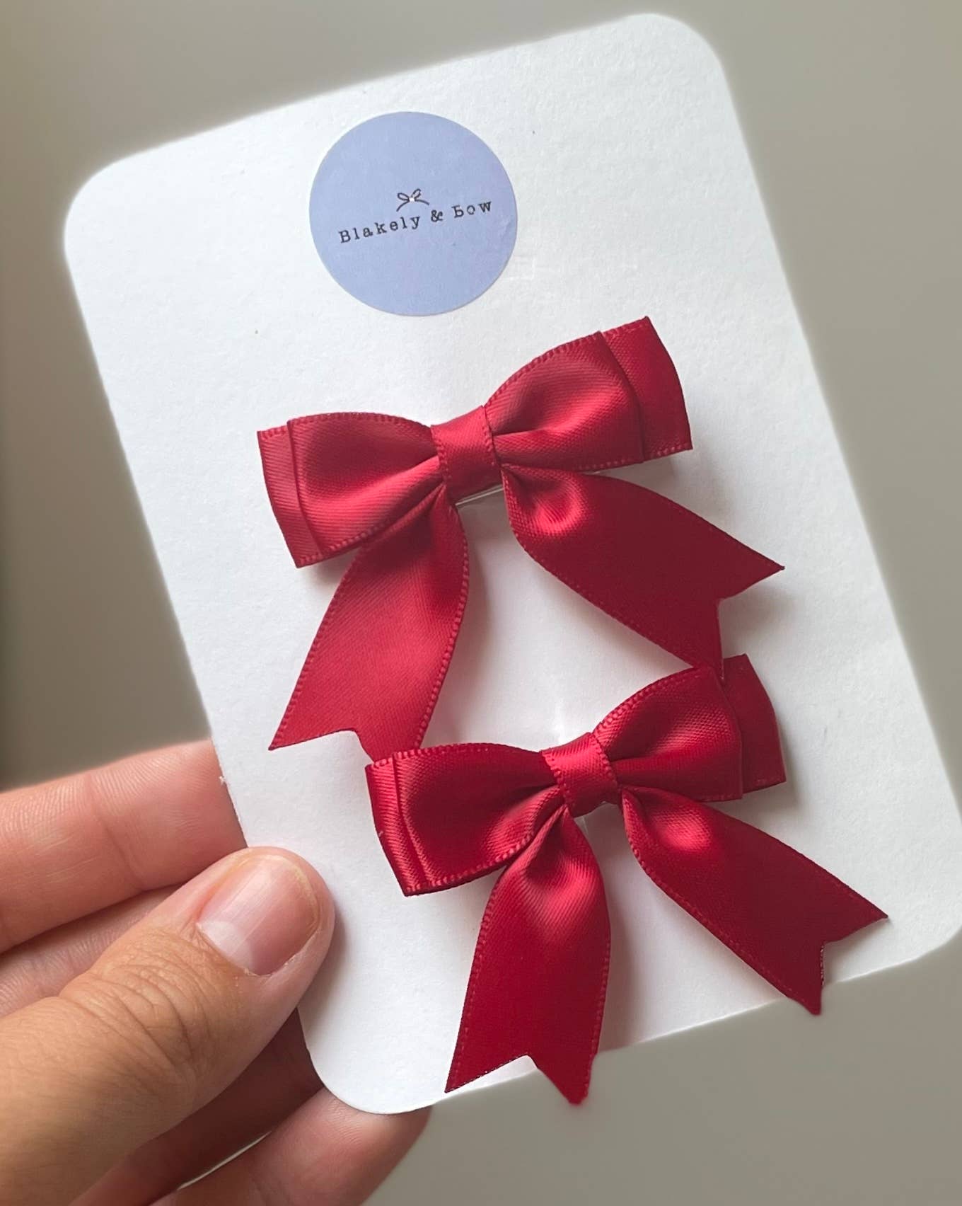 Red  - Satin pigtail bow sets